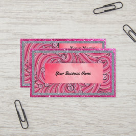 Cartão De Visita Business Cards Pink Sparkle & Grey