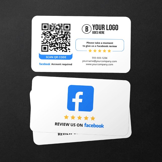 Cartão De Visita Business Review Link Facebook Reviews Código QR (Criador carregado)