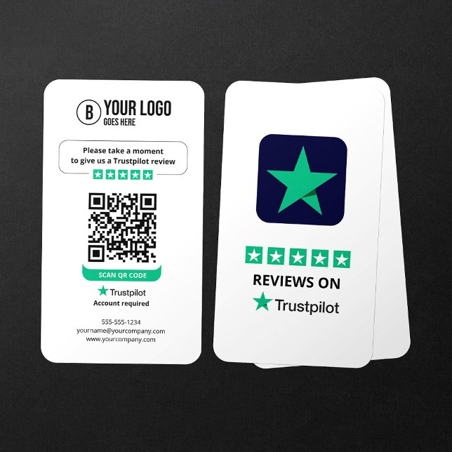 Cartão De Visita Business Review Link Trusted Reviews Piloto Código (Criador carregado)