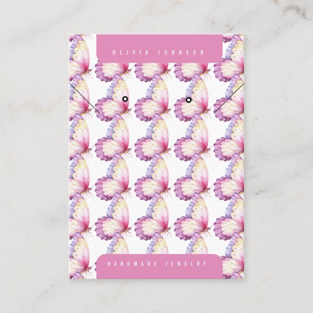 Cartão De Visita Butterflies Handmade DIY Jewelry Display Card (Frente)