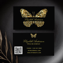 Butterfly black gold code QR code elegante script