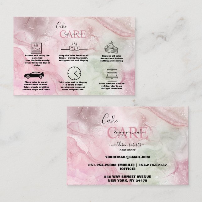 Cartão De Visita Ca Comercial de Cuidados com Aquarelas Douradas Ro (Frente/Verso)