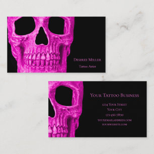 Cartão De Visita Cabeça Caveira Gótica Neon Pink Compro de Tatuag