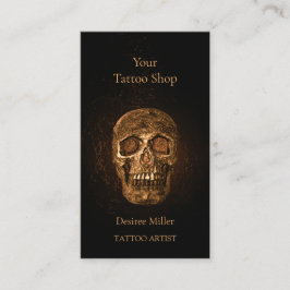 Cartão De Visita Cabeça de Caveira Gótica Compro Dourado de Tatuage