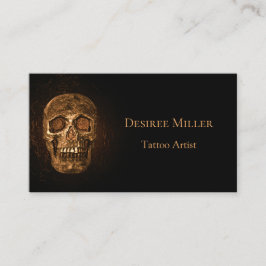 Cartão De Visita Cabeça de Caveira Gótica Compro Dourado de Tatuage