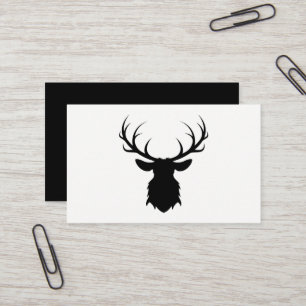 Cartão De Visita Cabeça preta dos cervos com silhueta dos Antlers
