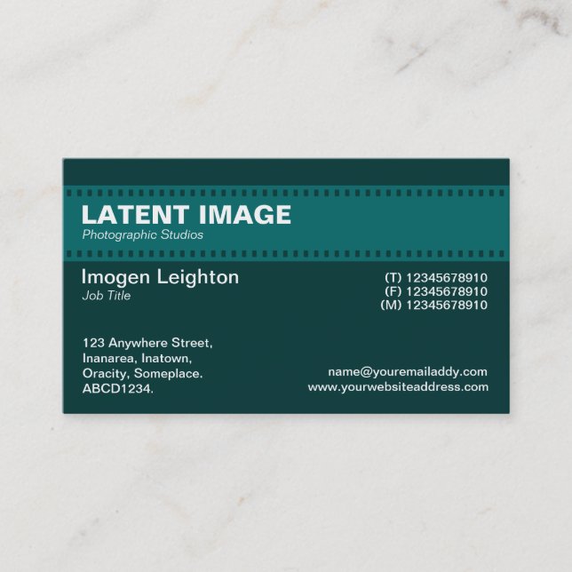 Cartão De Visita Cabeçalho da Fita de Filmes - Sombreados de Verde  (Frente)