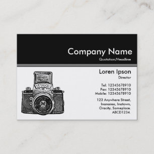 Cartão De Visita Cabeçalho de Cor III v2 - Preto - Câmera Vintage