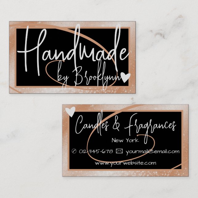 Cartão De Visita Cabeçalho de Moldura de Pêssego de na moda Light f (Frente/Verso)