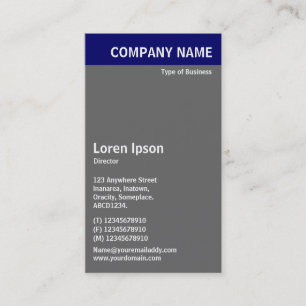 Cartão De Visita Cabeçalho Vertical - Azul com Cinza e Branco