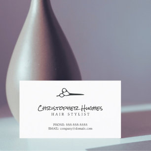 Cartão De Visita Cabeleireiro branco liso elegante minimalista