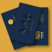 Cabeleireiro Código QR Logotipo Monograma Azul Nav