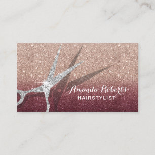 Cartão De Visita Cabeleireiro Dourado cor-de-rosa do brilho de