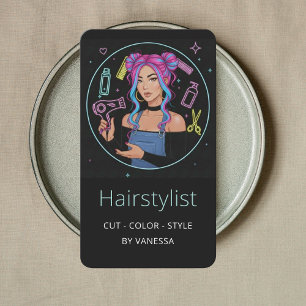 Cartão De Visita Cabeleireiro Elegante Estilista de Cabelo Colorist