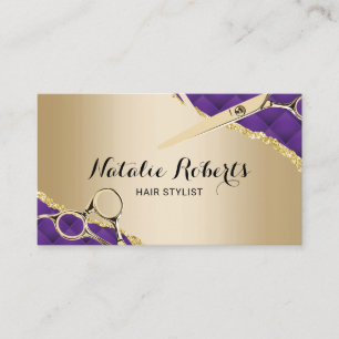 Cartão De Visita Cabeleireiro Estilista de Cabelo Salão Roxo Modern