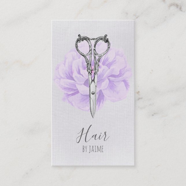 Cartão De Visita cabeleireiro floral do hairstylist do roteiro do (Frente)