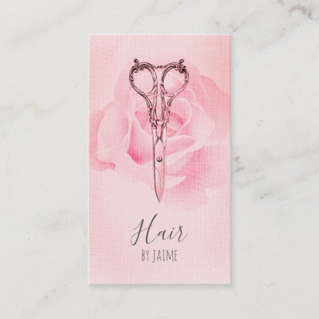Cartão De Visita cabeleireiro floral do hairstylist do roteiro do (Frente)