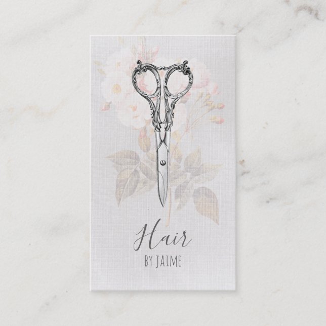 Cartão De Visita cabeleireiro floral do hairstylist do roteiro do (Frente)
