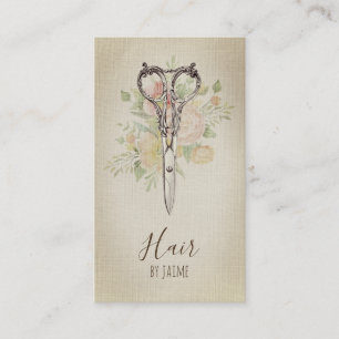 Cartão De Visita cabeleireiro floral do hairstylist do roteiro do