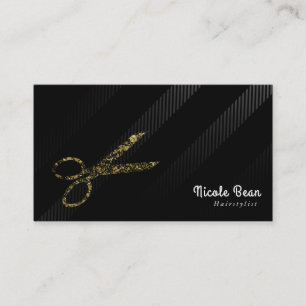 Cartão De Visita Cabeleireiro Hair Dresser Dourado & Preto Chic Gla