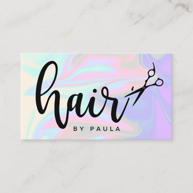 Cartão De Visita cabeleireiro holográfico Na moda (Frente)