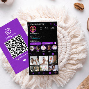 Cartão De Visita Cabeleireiro Instagram Roxo Mídia Social