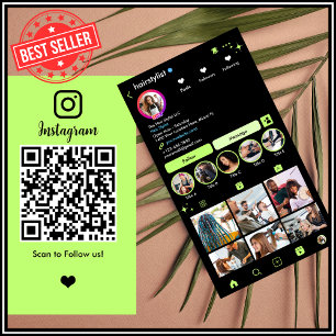 Cartão De Visita Cabeleireiro Instagram Verde Lima Scan to Connect