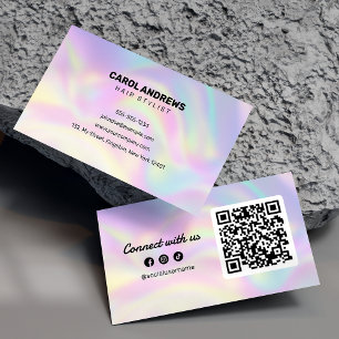 Cartão De Visita Cabeleireiro Moderno Holográfico Conecte-se conosc