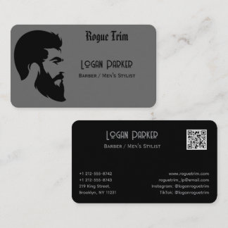 Cartão De Visita Cabeleireiro Preto Esbelto Estilista Masculino Min
