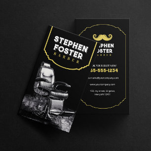 Cartão De Visita Cabeleireiro Preto Vintage Salão de Cabeleireiro C