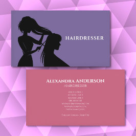 Cartão De Visita Cabeleireiro - Roxo e Rosa