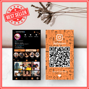 Cartão De Visita Cabelereiro Citrus Laranja Instagram QR