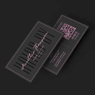 Cartão De Visita Cabelereiro Colorista Salão de Beleza Rosa Preto
