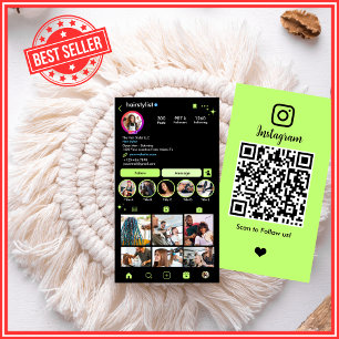 Cartão De Visita Cabelereiro Instagram Código QR Verde Lima Mídia S