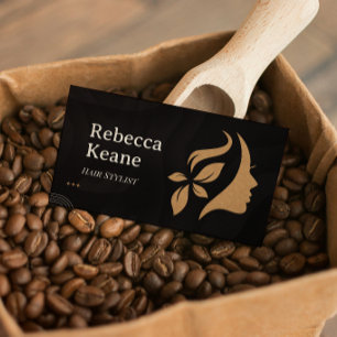 Cartão De Visita Cabelereiro Minimalista Marrom Dourado Moderno