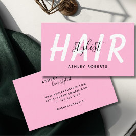 Cartão De Visita Cabelereiro moderno rosa 