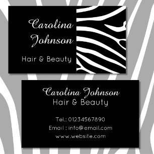 Cartão De Visita Cabelo branco preto elegante e beleza