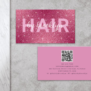 Cartão De Visita Cabelo Brilhante Rosa Quente por Código QR Stylist