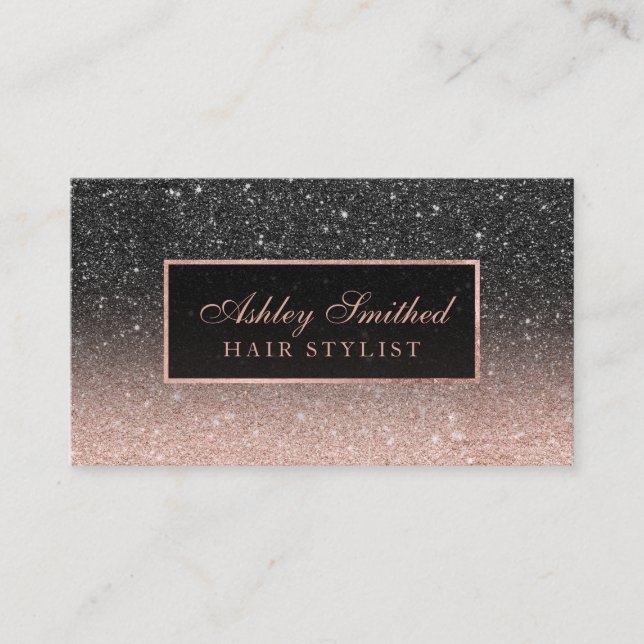 Cartão De Visita Cabelo chique do ombre do brilho moderno do ouro (Frente)