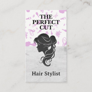 Cartão De Visita Cabelo das mulheres do lado da silhueta