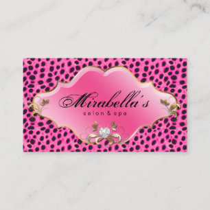 Cartão De Visita Cabelo de luxo Estilista Rosa Cheetah Impressão S