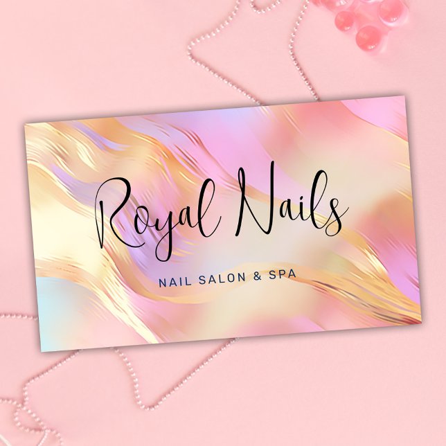 Cartão De Visita Cabelo de Maquiagem do Salão de Nail SPA Holográfi (Holographic SPA Nail Salon Makeup Hair Business Card)