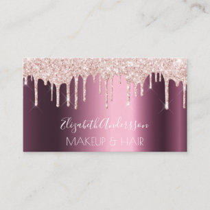 Cartão De Visita Cabelo de maquilhagem de rosa dourado roxo