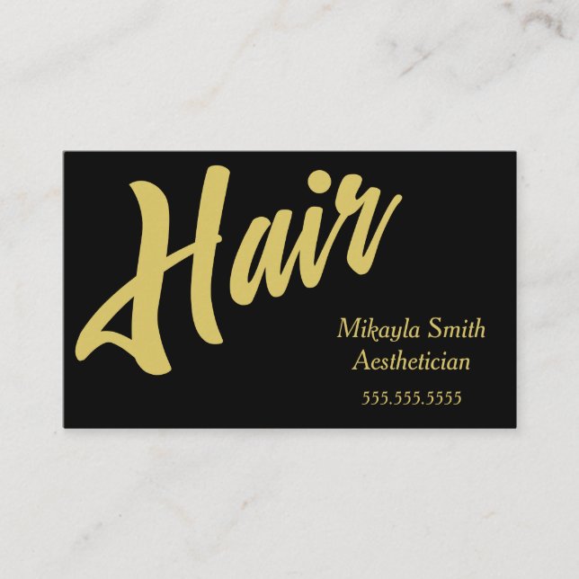 Cartão De Visita Cabelo Dourado com Script a Preto (Frente)