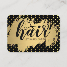 Cartão De Visita CABELO/Dourado Pincelado/Bolinhas
