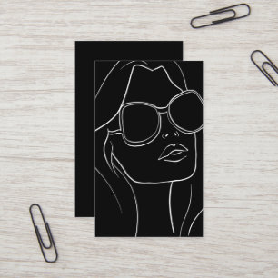 Cartão De Visita Cabelo e beleza Retro Rosto da Mulher Branca e Pre
