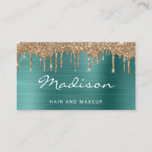 Cartão De Visita Cabelo e Maqueamento Dourado de Lixo  Glam Green M