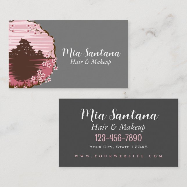 Cartão De Visita Cabelo e Maquiagem do Flor Rosa (Frente/Verso)
