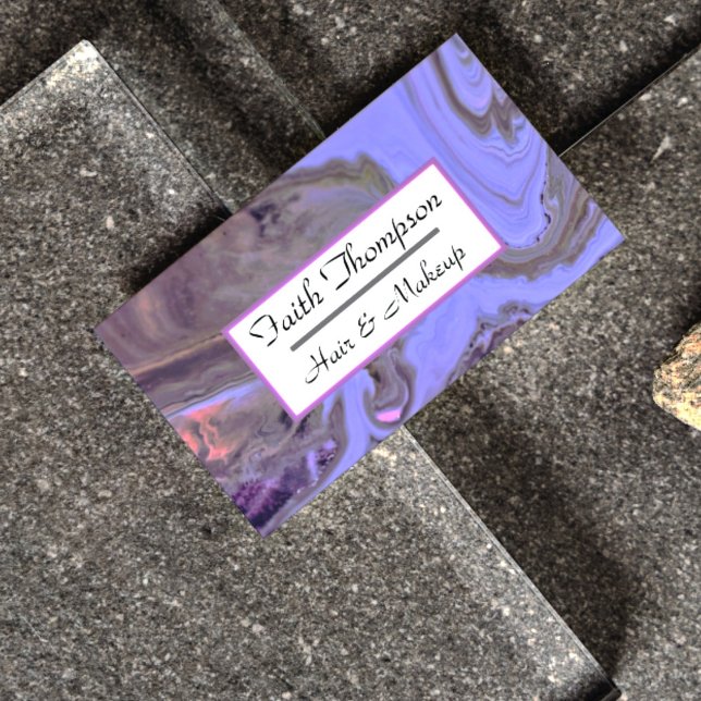 Cartão De Visita Cabelo e Maquiagem Dourados Roxos Pretos Modernos (Criador carregado)