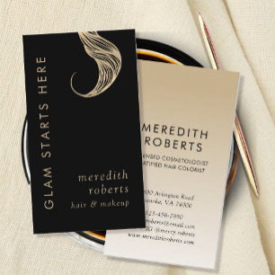 Cartão De Visita Cabelo e Maquiagem Glamour Cabelo Loiro Dourado On
